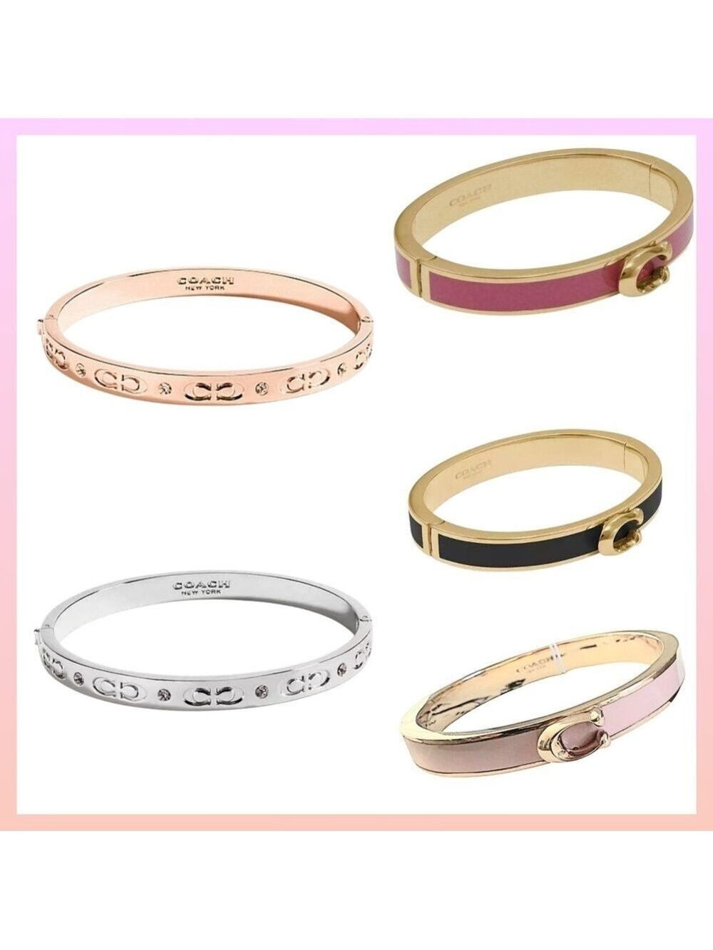 Coach Hinged Bangle Bracelet Rose Gold Silver Gold